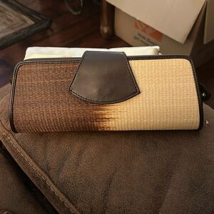 Le Sac clutch purse rattan  red -brown to  cream ombré